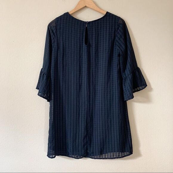 Lulu’s Better Than Ever Navy Blue Flounce Sleeve Shift Mini Dress - Picture 6 of 9